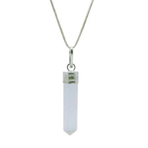 Avika Natural Energised Selenite Gemstone Point Pendant Art 1