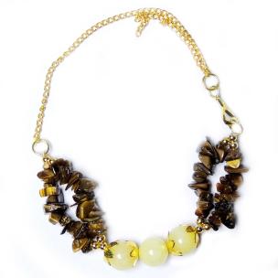 Avika Natural Energized Tiger Eye & Moon Beads Designer Floweral Friendship Band