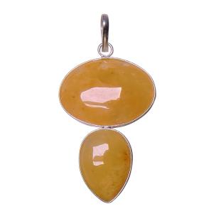 Avika Natural Energized Yellow Quartz double Cabochon Pendant