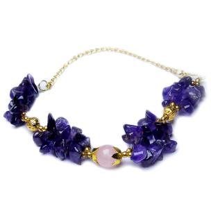 Avika Natural Energized Amethyst 4 Flower Designer Rakhi with Roli Chawal