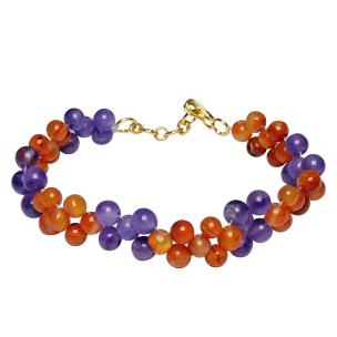 Avika  Natural Energized Amethyst & Carnelian Designer Band Rakhi for Kids with Roli Chawal
