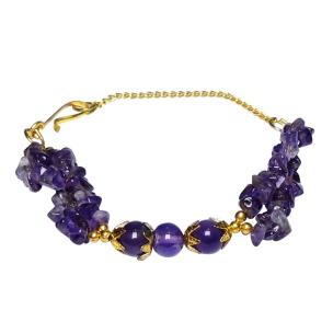 Avika Natural Energized Amethyst Stone 2 Flower Designer Rakhi for Kids with Roli Chawal