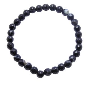 Avika Natural Energized Black Sulemani Aqeeq Diamond Cut 6 mm Bracelet (Pack of 1Pc)