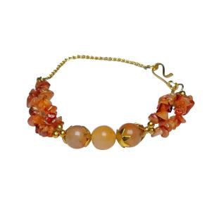 Avika Natural Energized Carnelian 2 Flower Designer Rakhi for Kids with Roli Chawal
