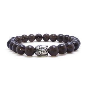 Avika Natural Energized Fine Smokey Quartz 8 mm Buddha Bracelet (Pack of 1 Pc.)