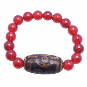 Avika Natural Energized Sardonyx with Tibetan Bead 10 MM (Pack of 1Pc)