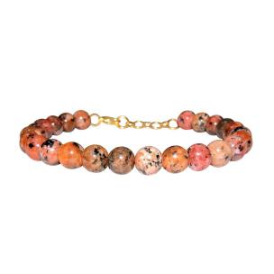 Avika Natural Fire Agate Bead with Golden Hook Bracelet (Pack of 1Pc)