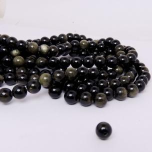 Avika Natural Golden Black Obsidian 8 mm beads