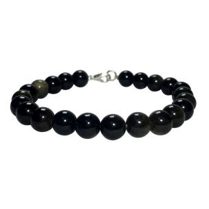 Avika Natural Golden Black Obsidian Beads Bracelet with Hook (Pack fo1Pc)