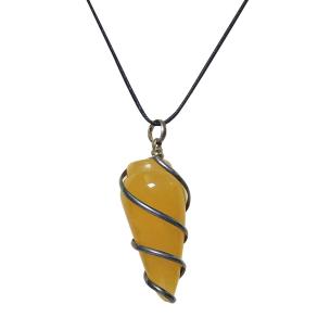 Avika Natural Golden Calcite Spiral Gemstone Wrapped Pendant For Intimacy