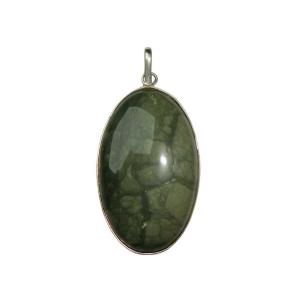 Avika Natural Green Agate Oval Pendant