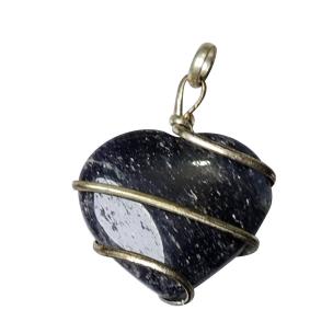 Avika Natural Grey Quartz Wrapped Heart Energy Pendant