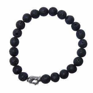Avika Natural Lava 8 mm Bead Stone Buddha Bracelet