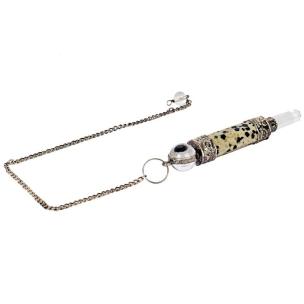 Avika Natural Leopard Jasper Clear Quartz Ball-Pencil Pendulum For Healing