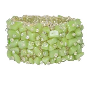Avika Natural Light Jade Chip Band Bracelet For Health & Fortune For Man & Woman (Pack of 1 pc)