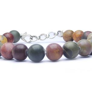 Avika Natural Multi Picasso Jasper Beads Bracelet with Hook (Pack of 1Pc)
