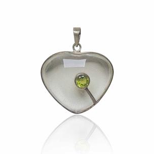Avika Natural Peridot Heart Pendant in Quartz
