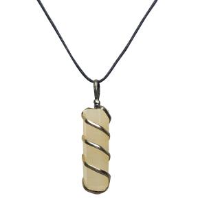 Avika Natural Pink Opal Healing Gemstone Wrapped Point Pendant For Enhancing Emotional Clarity