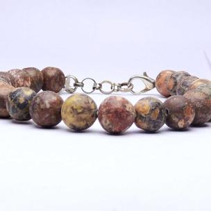 Avika Natural Red Leopard Skin Jasper Bead Bracelet with Hook (Pack of 1Pc)