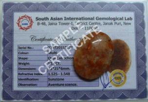Avika Natural Red Sunstone Certified Loose Gemstone For Reiki Chakra Healing