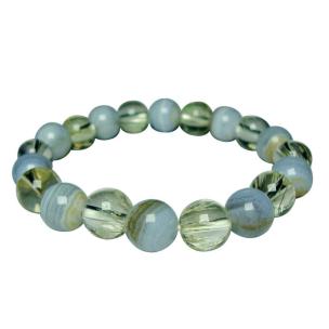 Avika Natural Energized  Rutile & Blue Lace Agate Bracelet For Aura Cleanses & Enhancer