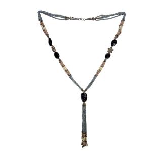 Avika Natural Serpentine & Black Tourmaline Necklace