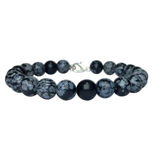 Avika Natural Snowflake Obsidian Beads Bracelet with Hook (Pack of 1Pc)