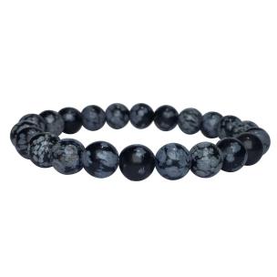 Avika Natural Snowflake Obsidian Beads Bracelet (Pack of 1Pc)