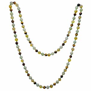 Avika Natural Tiger Eye, Green Aventurine & Yellow Agate Necklace