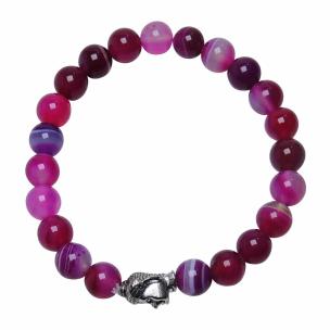 Avika Natural Treated Pink Chalcedony 8 mm Bead Stone Buddha Bracelet