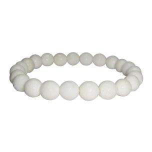 Avika Natural Energized White Agate Faceted Bead Bracelet For Crown Chakra & Reiki Healing