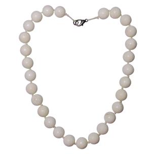 Avika Heat Processed White Coral Necklace Crystal Mala 14 MM Bead