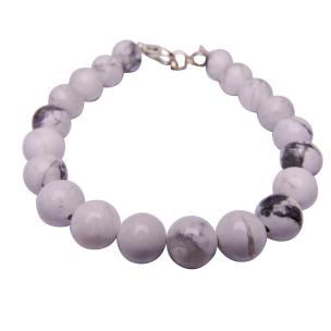 Avika Natural White Howlite 8 MM Beads Bracelet with Hook (Pack of 1Pc)