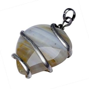 Avika Natural Yellow Agate Heart  Wrapped Pendant