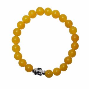 Avika Natural Yellow Onyx 8 mm Beads Buddha Bracelet
