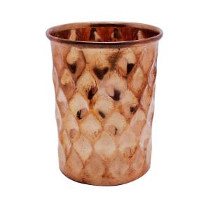 Avika Pure Copper Glass for Water 250 ml. Diamond cut (Pack of 2 pcs)