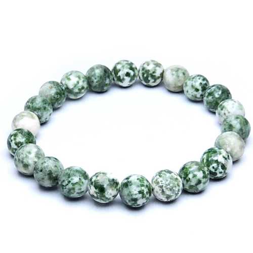 Avika Natural Green Spot Jasper Beads Bracelet (Pack of 1Pc)