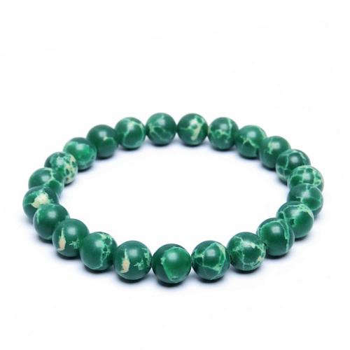 Avika Natural Emperor Green Beads Bracelet (Pack of 1Pc)