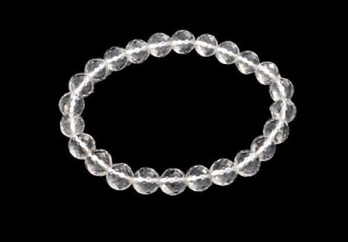 Avika Natural Clear Quartz Faceted Bead Bracelet For Reiki Healing Chakra Healing (Pack of 1 pc)