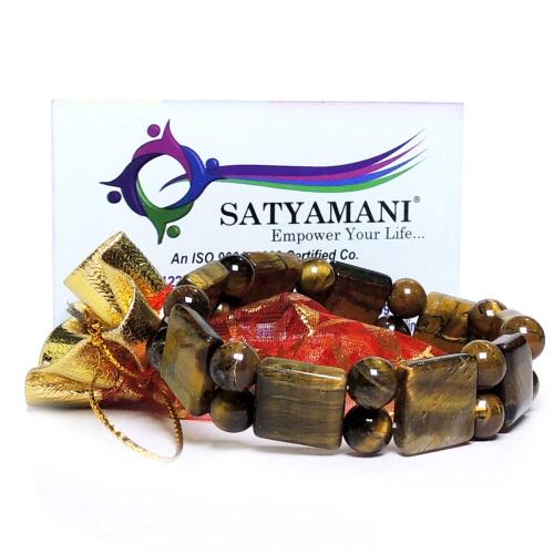 Avika Tiger Eye Square Bracelet with Beads (Pack of 1Pc)