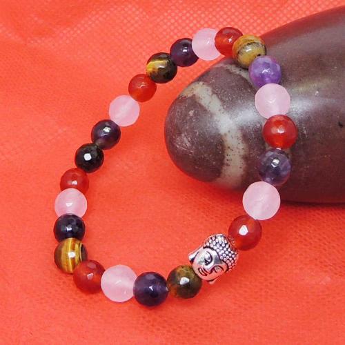 Avika Seven Chakra Faceted Beads Bracelet With Buddha (Pack of 1Pc)
