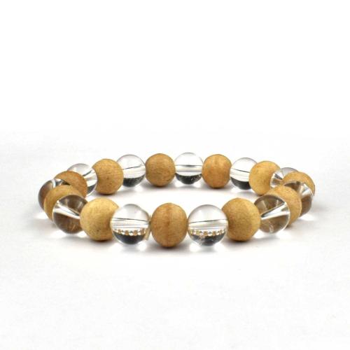 Avika Natural Clear Quartz with Wood beads