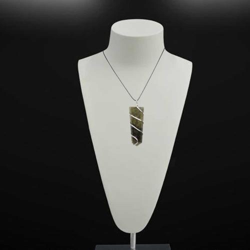 Avika Natural Labradorite Gemstone Flat Wrapped Pendant