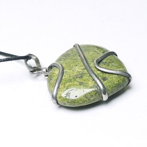 Avika Natural Vesuvianite  Flat Wrapped Pendant