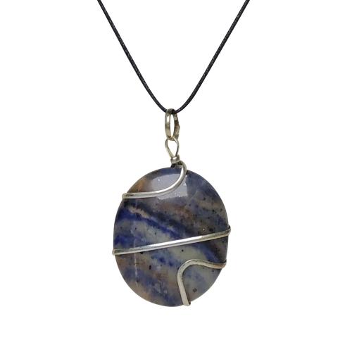 Avika Natural Sodalite Wrapped Free Shape Cabochon pendant