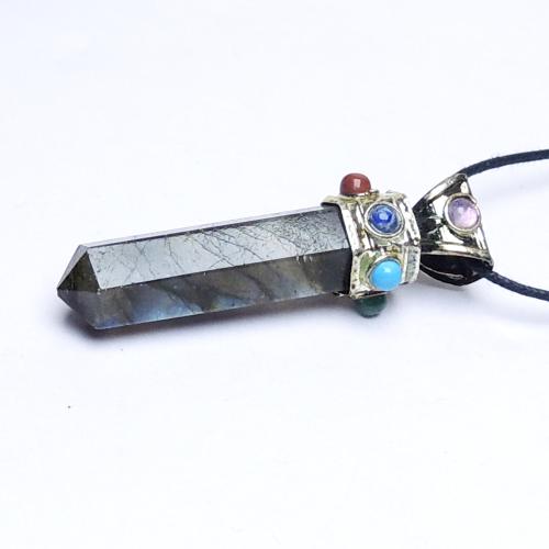 Avika Natural Labradorite Point Pendant With Seven Chakra