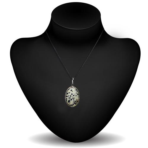Avika Dalmatian Jasper Oval Pendant