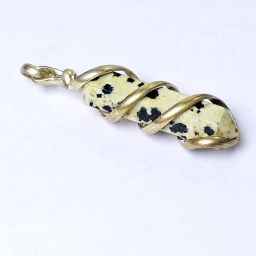 Avika Natural Dalmatian Jasper Double Point Spiral Pendant