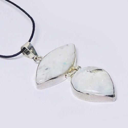 Avika Natural Rainbow Moonstone Designer Double Pendant