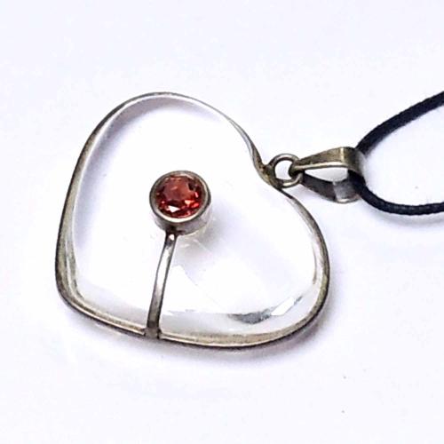 Avika Natural Garnet Heart Pendant in Quartz